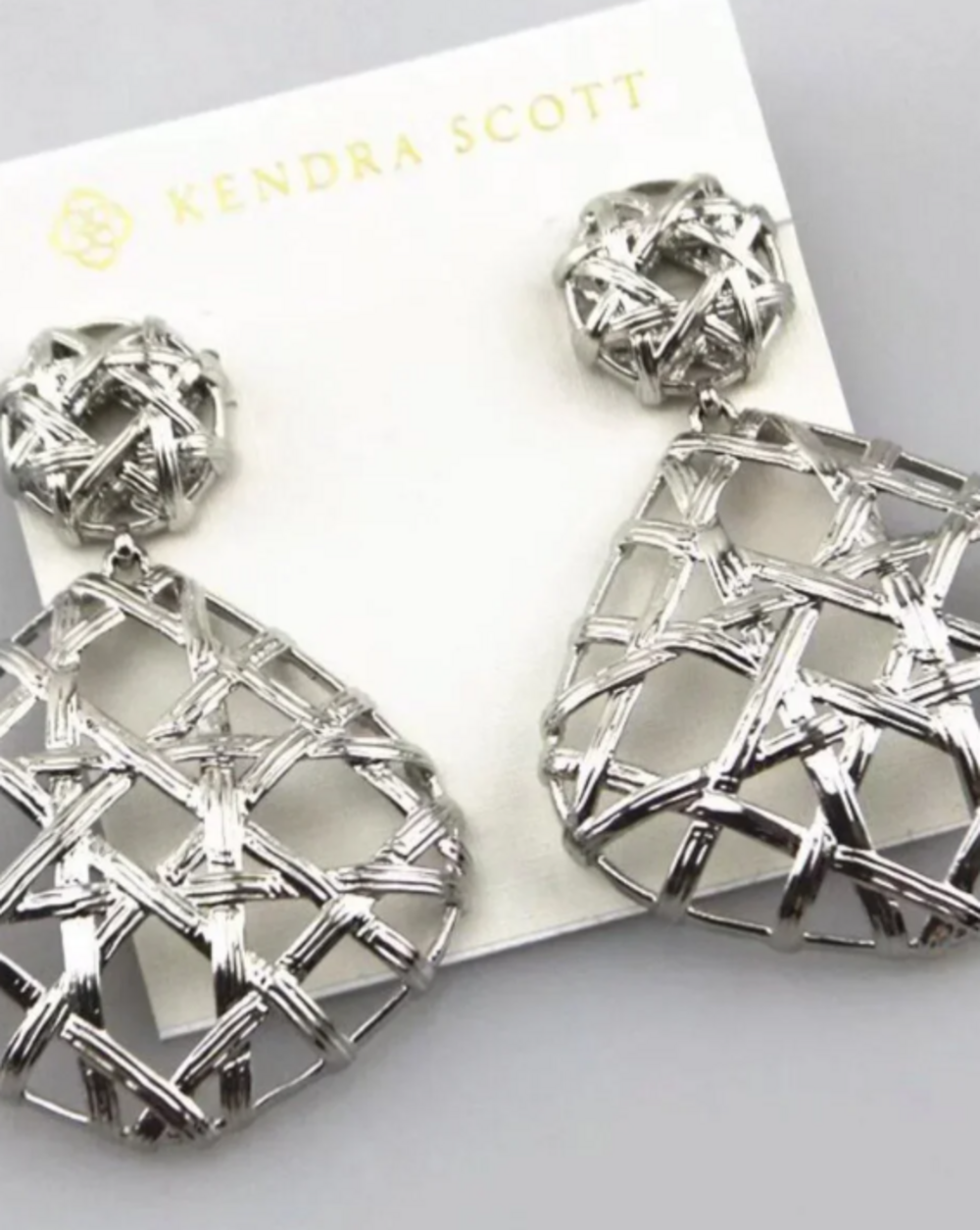 Kendra Scott Silver Woven Teardrop Statement Drop Earrings